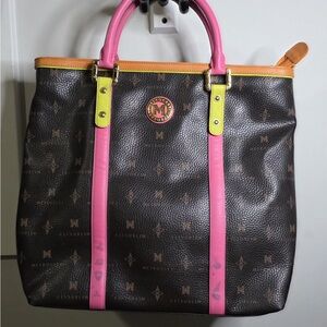 Metrocity Pink and Black Monogram Tote